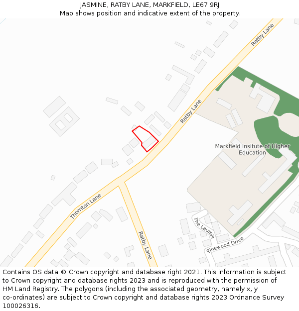 JASMINE, RATBY LANE, MARKFIELD, LE67 9RJ: Location map and indicative extent of plot