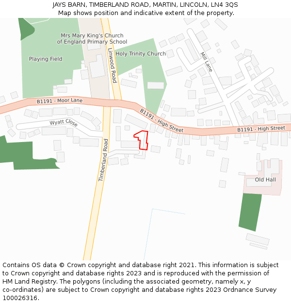 JAYS BARN, TIMBERLAND ROAD, MARTIN, LINCOLN, LN4 3QS: Location map and indicative extent of plot