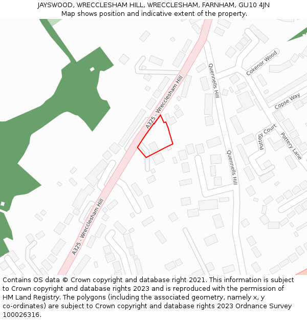 JAYSWOOD, WRECCLESHAM HILL, WRECCLESHAM, FARNHAM, GU10 4JN: Location map and indicative extent of plot