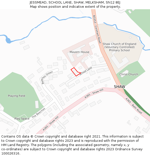 JESSMEAD, SCHOOL LANE, SHAW, MELKSHAM, SN12 8EJ: Location map and indicative extent of plot