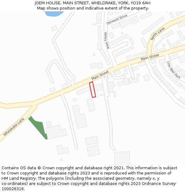 JOEM HOUSE, MAIN STREET, WHELDRAKE, YORK, YO19 6AH: Location map and indicative extent of plot
