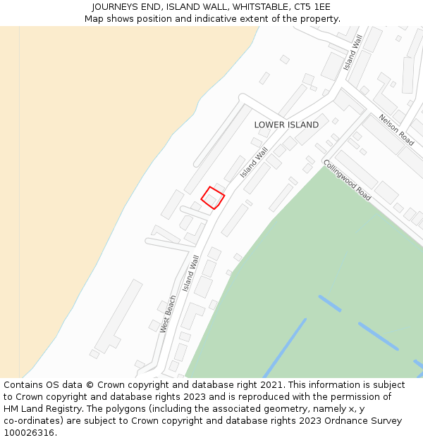 JOURNEYS END, ISLAND WALL, WHITSTABLE, CT5 1EE: Location map and indicative extent of plot