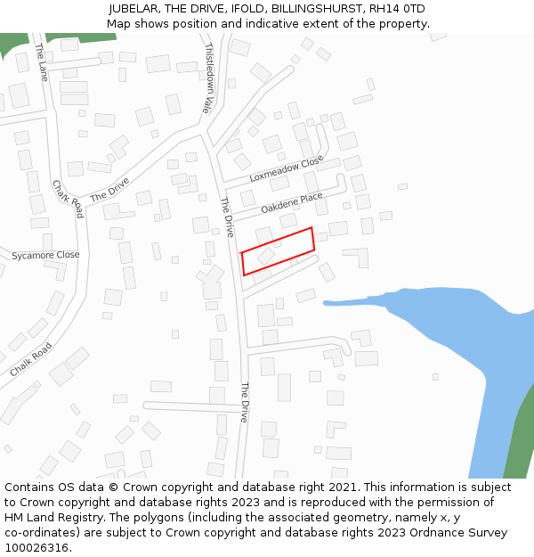 JUBELAR, THE DRIVE, IFOLD, BILLINGSHURST, RH14 0TD: Location map and indicative extent of plot