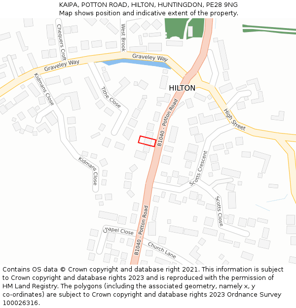 KAIPA, POTTON ROAD, HILTON, HUNTINGDON, PE28 9NG: Location map and indicative extent of plot
