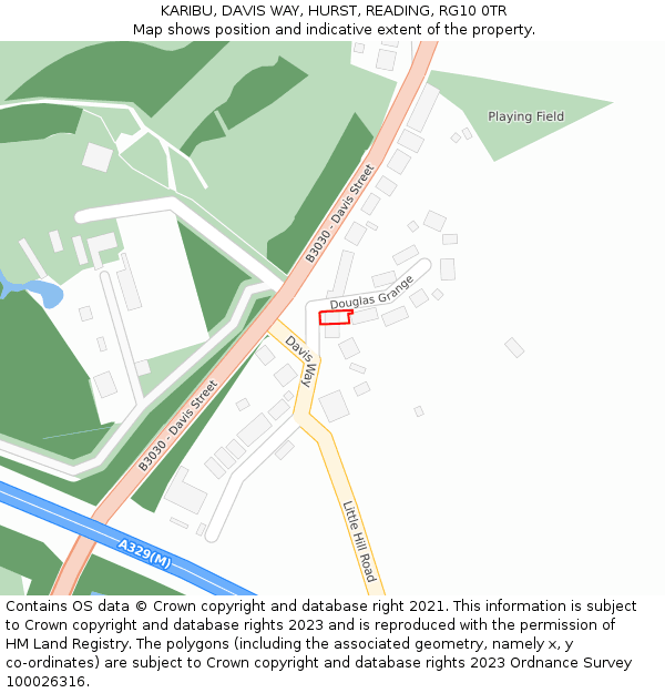 KARIBU, DAVIS WAY, HURST, READING, RG10 0TR: Location map and indicative extent of plot