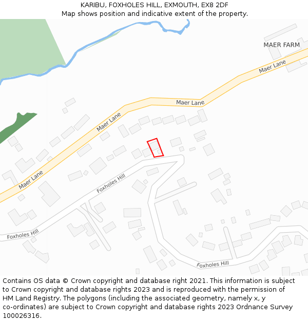 KARIBU, FOXHOLES HILL, EXMOUTH, EX8 2DF: Location map and indicative extent of plot