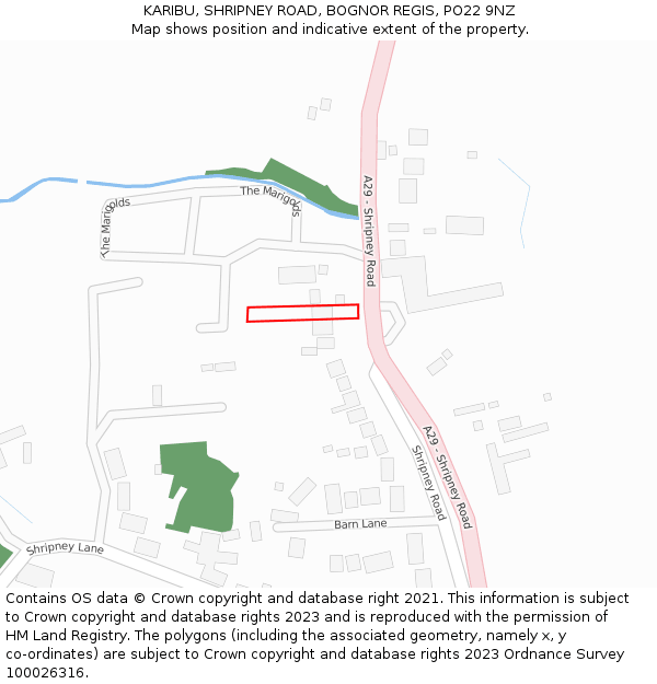 KARIBU, SHRIPNEY ROAD, BOGNOR REGIS, PO22 9NZ: Location map and indicative extent of plot