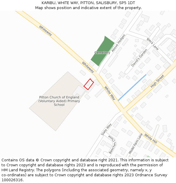 KARIBU, WHITE WAY, PITTON, SALISBURY, SP5 1DT: Location map and indicative extent of plot