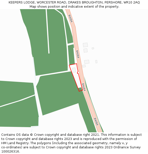 KEEPERS LODGE, WORCESTER ROAD, DRAKES BROUGHTON, PERSHORE, WR10 2AQ: Location map and indicative extent of plot