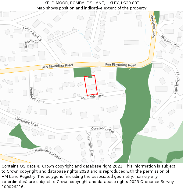 KELD MOOR, ROMBALDS LANE, ILKLEY, LS29 8RT: Location map and indicative extent of plot