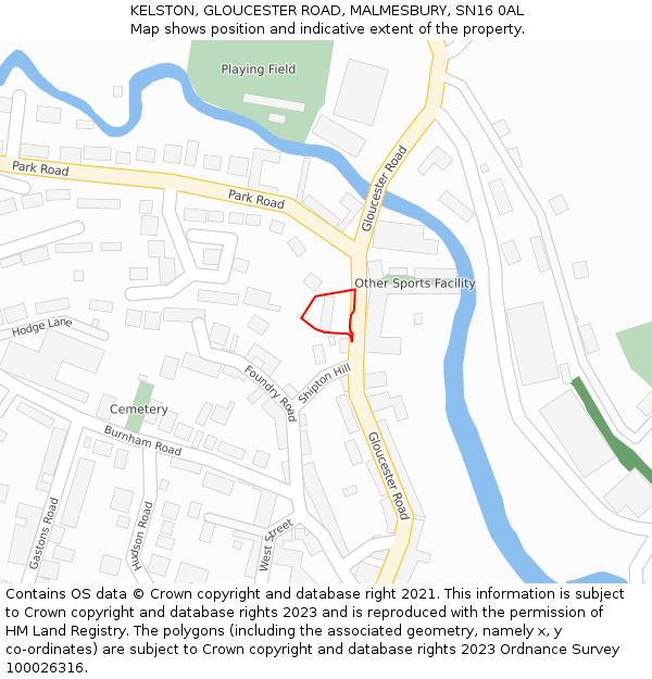 KELSTON, GLOUCESTER ROAD, MALMESBURY, SN16 0AL: Location map and indicative extent of plot