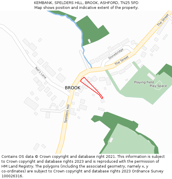 KEMBANK, SPELDERS HILL, BROOK, ASHFORD, TN25 5PD: Location map and indicative extent of plot