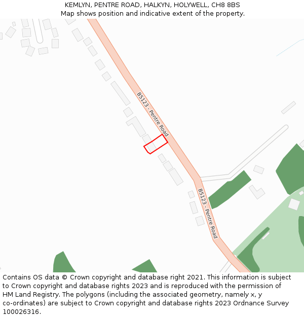 KEMLYN, PENTRE ROAD, HALKYN, HOLYWELL, CH8 8BS: Location map and indicative extent of plot