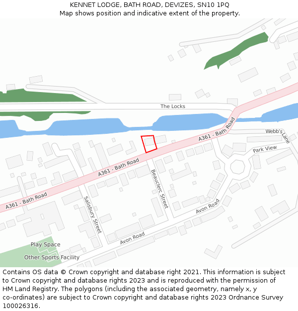 KENNET LODGE, BATH ROAD, DEVIZES, SN10 1PQ: Location map and indicative extent of plot