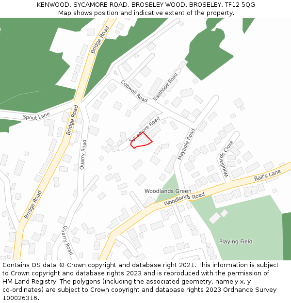 KENWOOD, SYCAMORE ROAD, BROSELEY WOOD, BROSELEY, TF12 5QG: Location map and indicative extent of plot