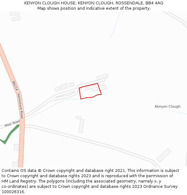 KENYON CLOUGH HOUSE, KENYON CLOUGH, ROSSENDALE, BB4 4AG: Location map and indicative extent of plot