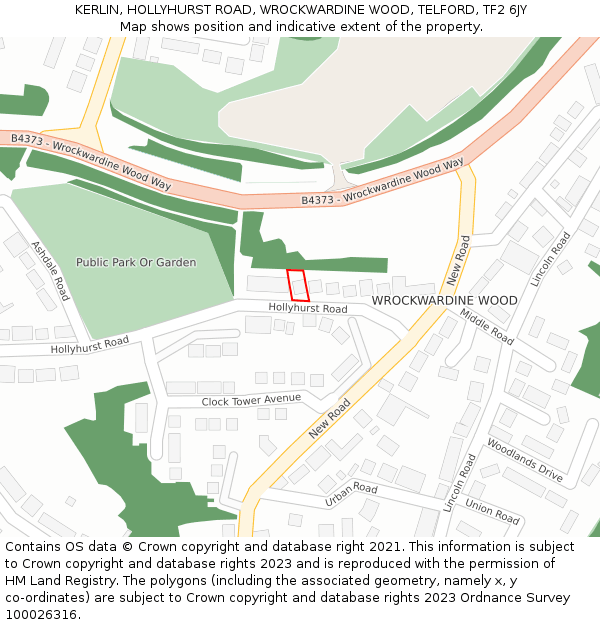 KERLIN, HOLLYHURST ROAD, WROCKWARDINE WOOD, TELFORD, TF2 6JY: Location map and indicative extent of plot
