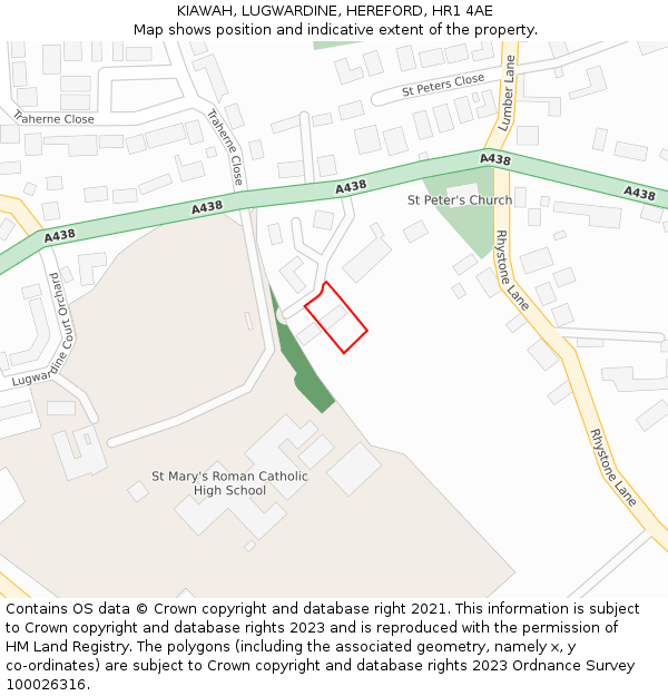 KIAWAH, LUGWARDINE, HEREFORD, HR1 4AE: Location map and indicative extent of plot
