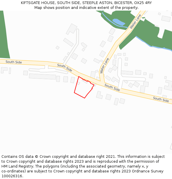 KIFTSGATE HOUSE, SOUTH SIDE, STEEPLE ASTON, BICESTER, OX25 4RY: Location map and indicative extent of plot