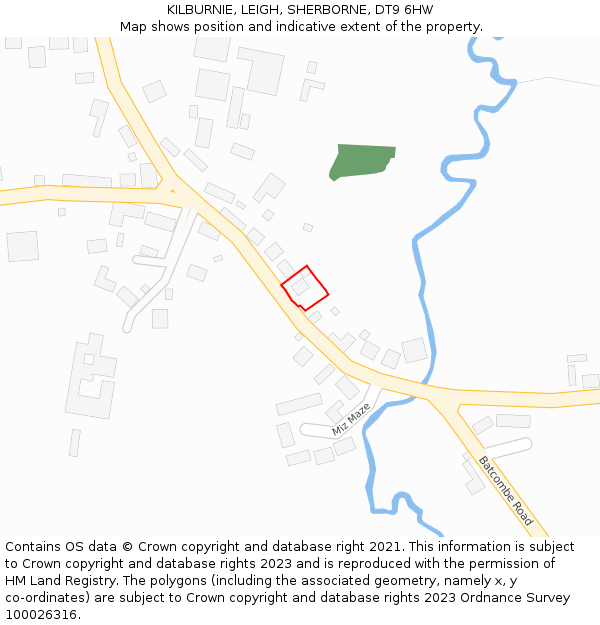 KILBURNIE, LEIGH, SHERBORNE, DT9 6HW: Location map and indicative extent of plot