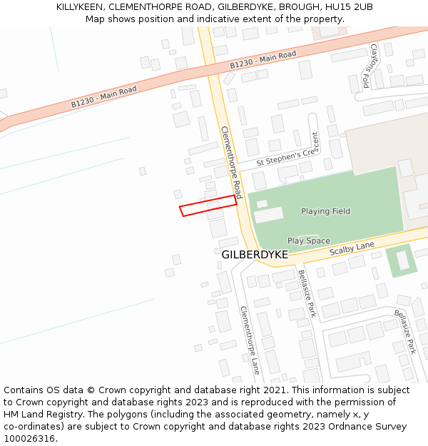 KILLYKEEN, CLEMENTHORPE ROAD, GILBERDYKE, BROUGH, HU15 2UB: Location map and indicative extent of plot