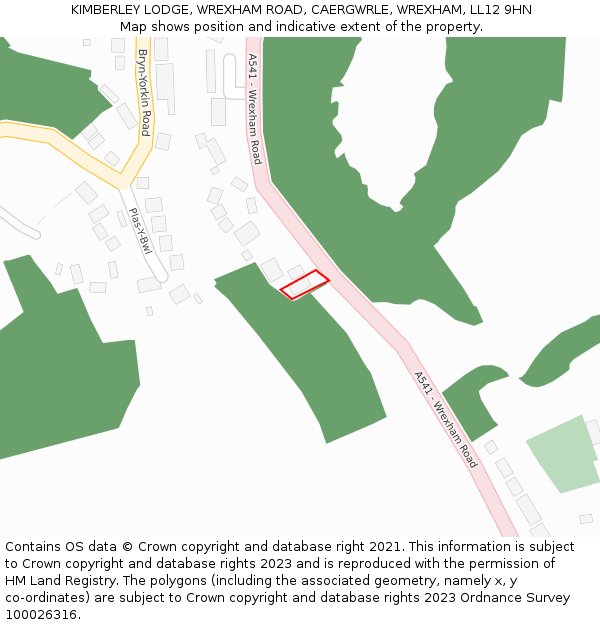 KIMBERLEY LODGE, WREXHAM ROAD, CAERGWRLE, WREXHAM, LL12 9HN: Location map and indicative extent of plot