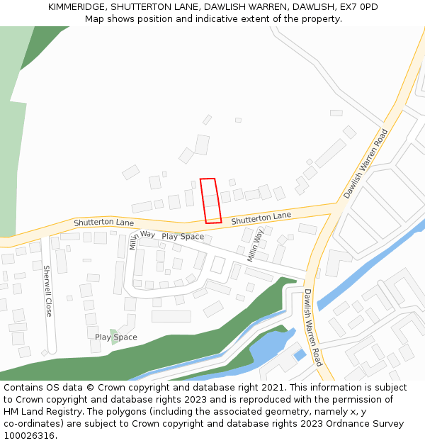 KIMMERIDGE, SHUTTERTON LANE, DAWLISH WARREN, DAWLISH, EX7 0PD: Location map and indicative extent of plot