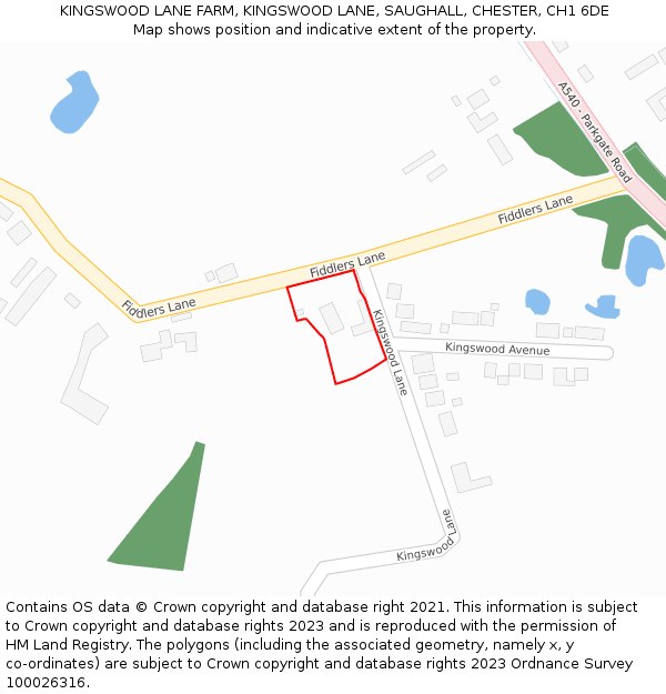 KINGSWOOD LANE FARM, KINGSWOOD LANE, SAUGHALL, CHESTER, CH1 6DE: Location map and indicative extent of plot