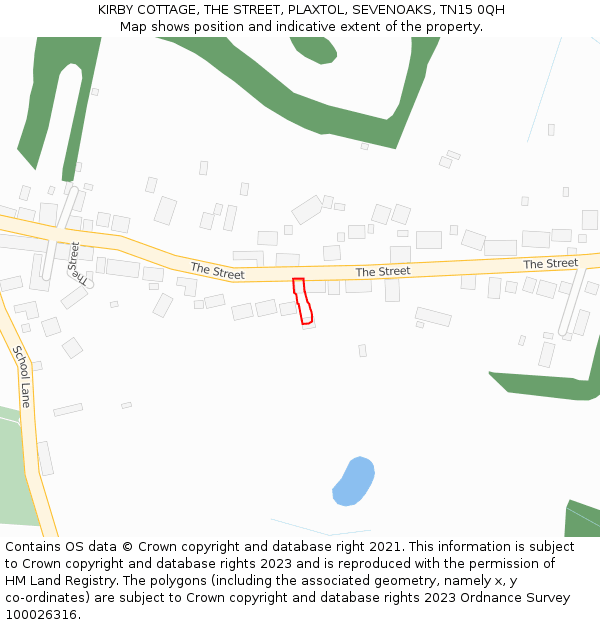 KIRBY COTTAGE, THE STREET, PLAXTOL, SEVENOAKS, TN15 0QH: Location map and indicative extent of plot