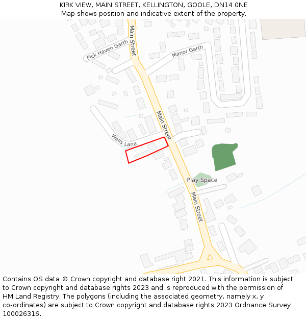 KIRK VIEW, MAIN STREET, KELLINGTON, GOOLE, DN14 0NE: Location map and indicative extent of plot