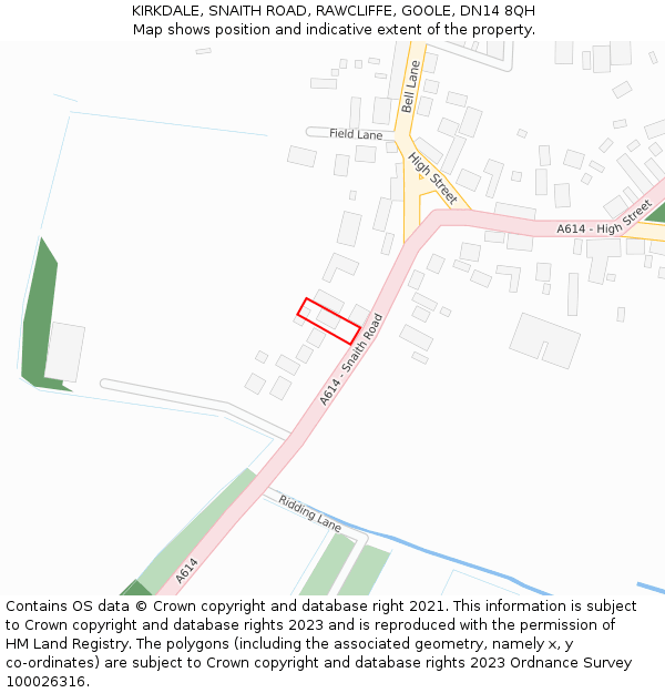 KIRKDALE, SNAITH ROAD, RAWCLIFFE, GOOLE, DN14 8QH: Location map and indicative extent of plot