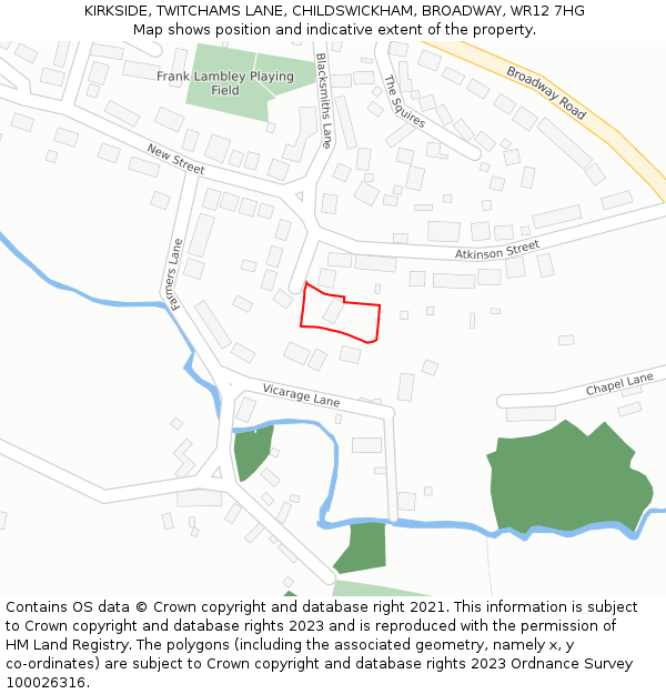 KIRKSIDE, TWITCHAMS LANE, CHILDSWICKHAM, BROADWAY, WR12 7HG: Location map and indicative extent of plot