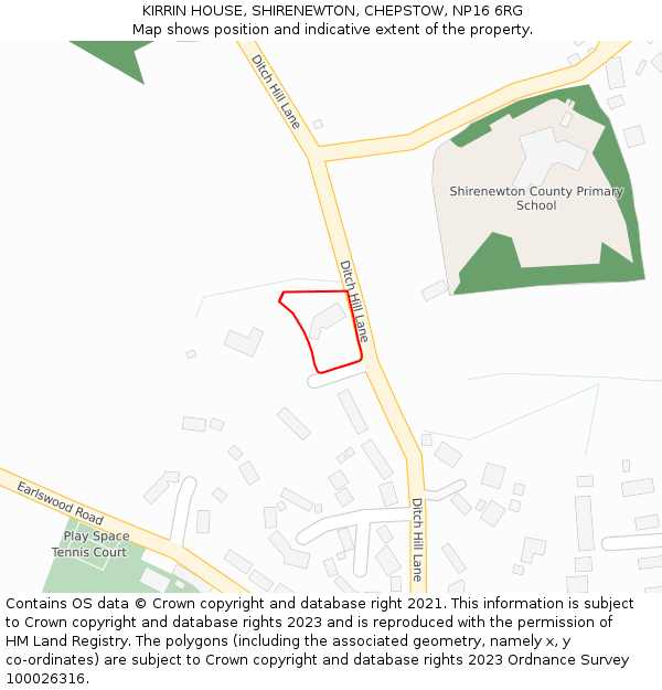 KIRRIN HOUSE, SHIRENEWTON, CHEPSTOW, NP16 6RG: Location map and indicative extent of plot