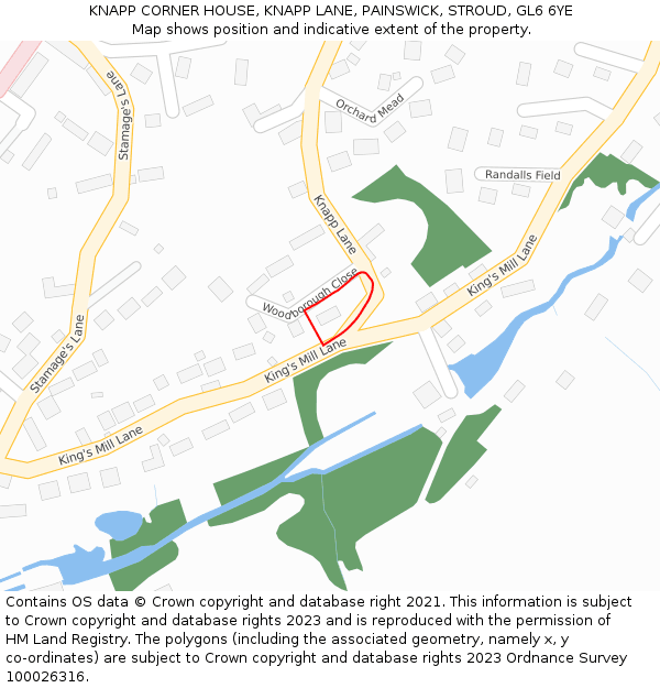 KNAPP CORNER HOUSE, KNAPP LANE, PAINSWICK, STROUD, GL6 6YE: Location map and indicative extent of plot
