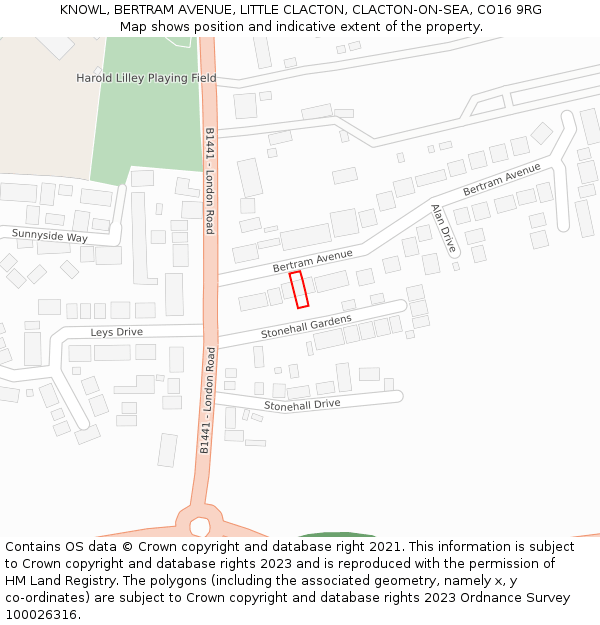 KNOWL, BERTRAM AVENUE, LITTLE CLACTON, CLACTON-ON-SEA, CO16 9RG: Location map and indicative extent of plot