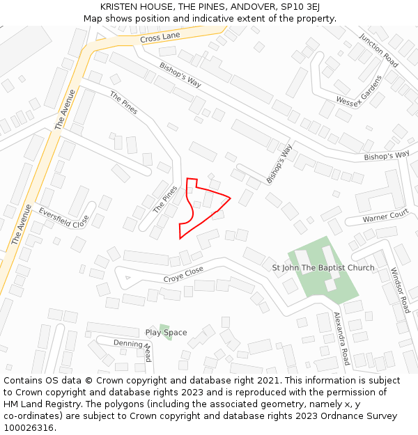 KRISTEN HOUSE, THE PINES, ANDOVER, SP10 3EJ: Location map and indicative extent of plot