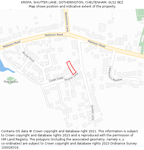 KROPA, SHUTTER LANE, GOTHERINGTON, CHELTENHAM, GL52 9EZ: Location map and indicative extent of plot