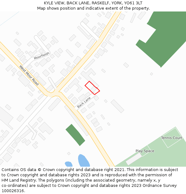 KYLE VIEW, BACK LANE, RASKELF, YORK, YO61 3LT: Location map and indicative extent of plot
