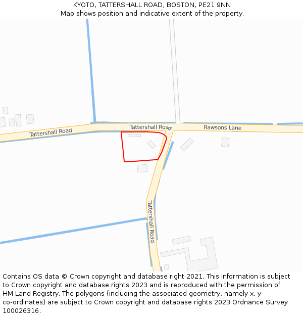 KYOTO, TATTERSHALL ROAD, BOSTON, PE21 9NN: Location map and indicative extent of plot