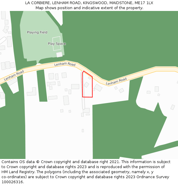 LA CORBIERE, LENHAM ROAD, KINGSWOOD, MAIDSTONE, ME17 1LX: Location map and indicative extent of plot
