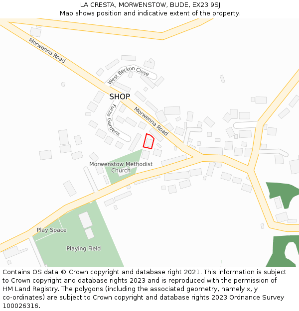 LA CRESTA, MORWENSTOW, BUDE, EX23 9SJ: Location map and indicative extent of plot