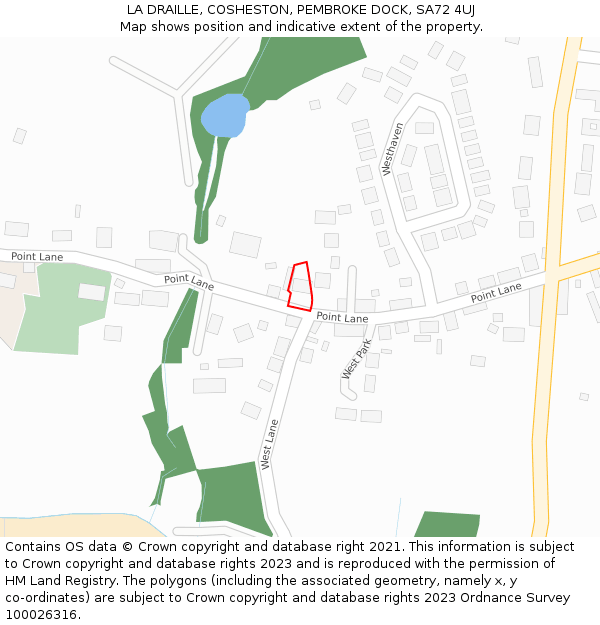 LA DRAILLE, COSHESTON, PEMBROKE DOCK, SA72 4UJ: Location map and indicative extent of plot