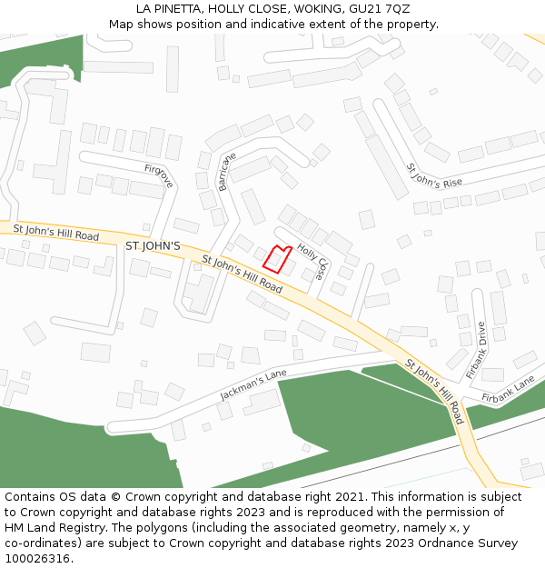 LA PINETTA, HOLLY CLOSE, WOKING, GU21 7QZ: Location map and indicative extent of plot