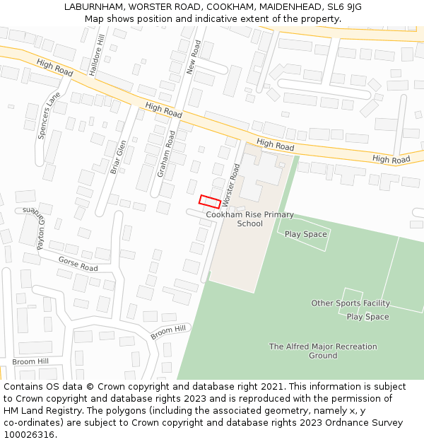 LABURNHAM, WORSTER ROAD, COOKHAM, MAIDENHEAD, SL6 9JG: Location map and indicative extent of plot
