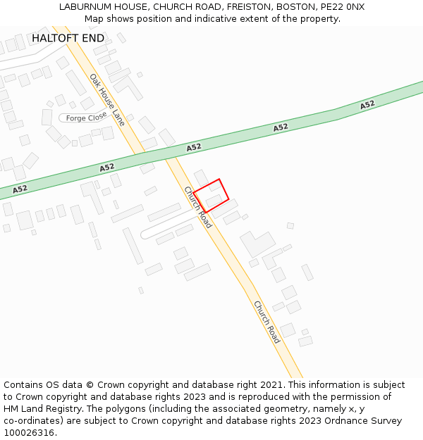 LABURNUM HOUSE, CHURCH ROAD, FREISTON, BOSTON, PE22 0NX: Location map and indicative extent of plot