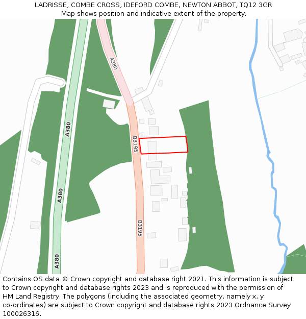 LADRISSE, COMBE CROSS, IDEFORD COMBE, NEWTON ABBOT, TQ12 3GR: Location map and indicative extent of plot
