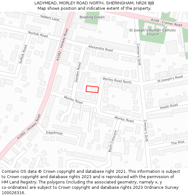 LADYMEAD, MORLEY ROAD NORTH, SHERINGHAM, NR26 8JB: Location map and indicative extent of plot