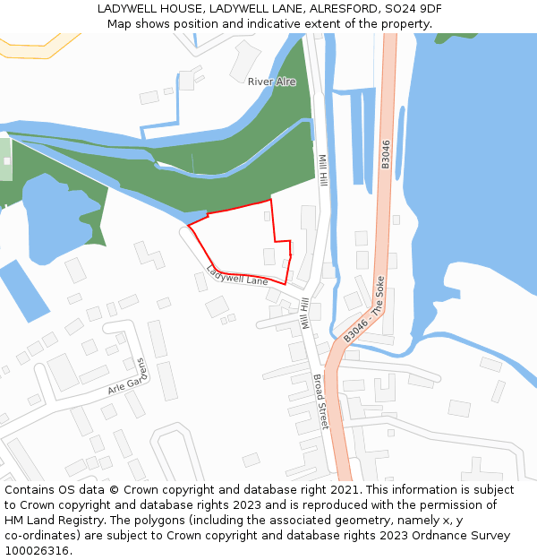 LADYWELL HOUSE, LADYWELL LANE, ALRESFORD, SO24 9DF: Location map and indicative extent of plot