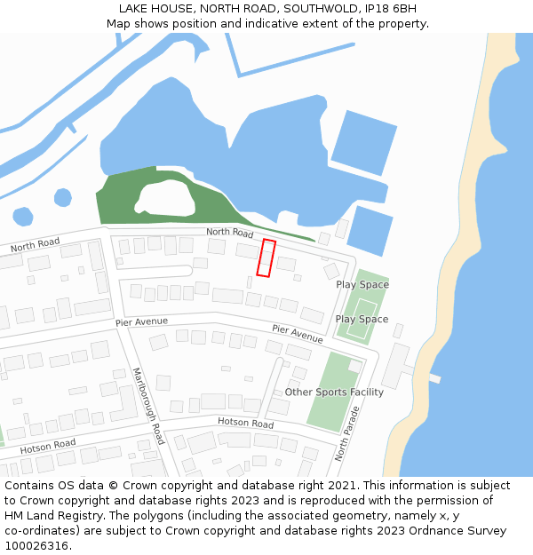 LAKE HOUSE, NORTH ROAD, SOUTHWOLD, IP18 6BH: Location map and indicative extent of plot