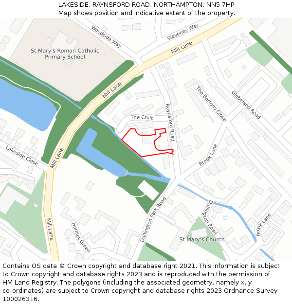 LAKESIDE, RAYNSFORD ROAD, NORTHAMPTON, NN5 7HP: Location map and indicative extent of plot